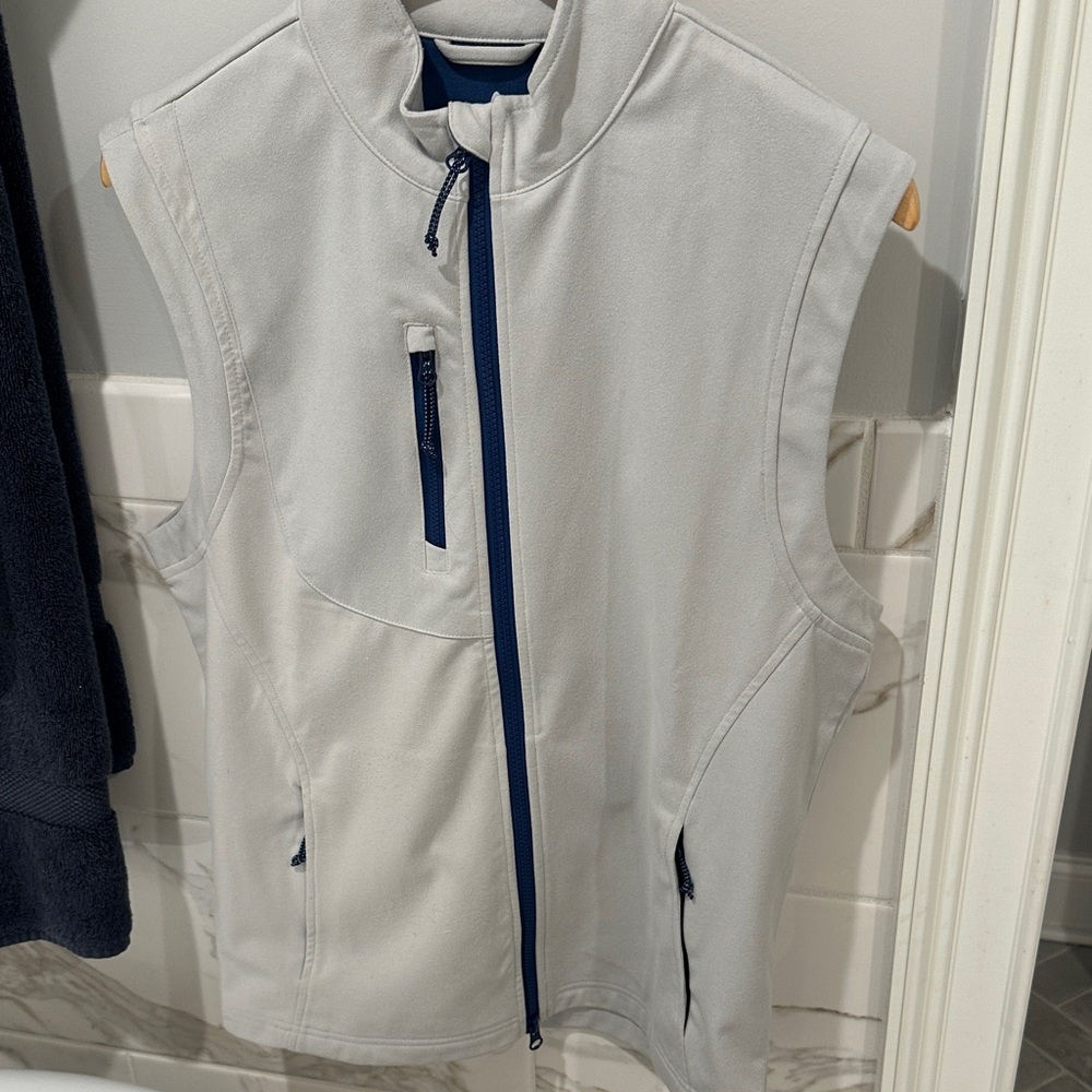 johnnie-O Light Gray Vest with Navy Accents